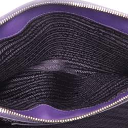 Prada Purple Saffiano Lux Leather Medium Double Zip Tote