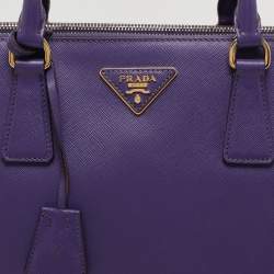Prada Purple Saffiano Lux Leather Medium Double Zip Tote