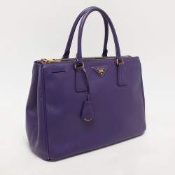 Prada Purple Saffiano Lux Leather Medium Double Zip Tote