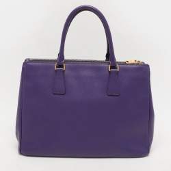 Prada Purple Saffiano Lux Leather Medium Double Zip Tote