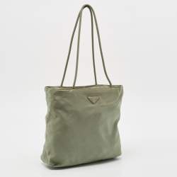 Pre Owned Prada Military Green Nylon Tote