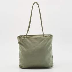 Pre Owned Prada Military Green Nylon Tote