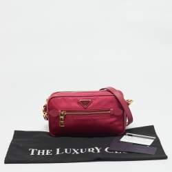 Pre Owned Prada Pink Nylon Front Pocket Crossbody Bag