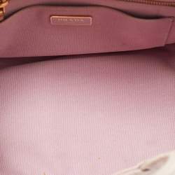 Pre Owned Prada Light Pink/White Canvas Logo Small Canapa Tote