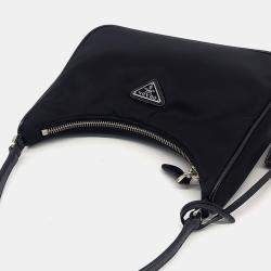 Pre Owned Prada Black Nylon Prada Black Fabric Re-Nylon Hobo Bag