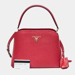 Prada Red Saffiano Leather Matinee Shoulder Bag