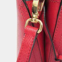 Prada Red Saffiano Leather Matinee Shoulder Bag