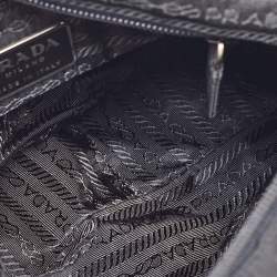 Prada Black Nylon Triangle Logo Metal Handle Hobo