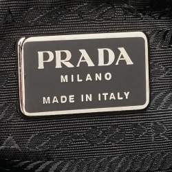 Prada Black Nylon Triangle Logo Metal Handle Hobo