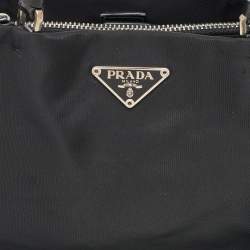 Pre Owned Prada Black Nylon Tessuto Triangle Logo Tote