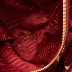 Prada Red Soft Leather Double Zip Convertible Tote