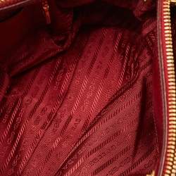 Prada Red Soft Leather Double Zip Convertible Tote