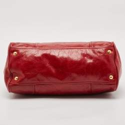 Prada Red Soft Leather Double Zip Convertible Tote