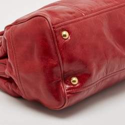 Prada Red Soft Leather Double Zip Convertible Tote