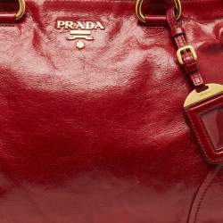 Prada Red Soft Leather Double Zip Convertible Tote