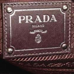 Pre Owned Prada Burgundy Nylon and Leather Zip Satchel
