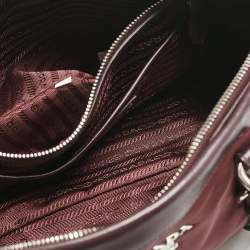 Pre Owned Prada Burgundy Nylon and Leather Zip Satchel