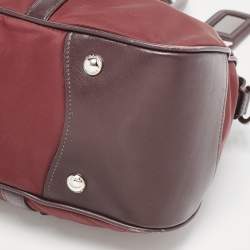Pre Owned Prada Burgundy Nylon and Leather Zip Satchel
