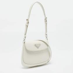 Prada Off White Lizard Mini Cleo Bag