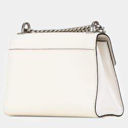 Prada White Saffiano Leather Monochrome Robot Patches Envelope Chain Flap Bag