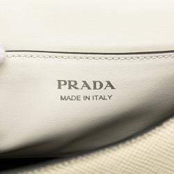 Prada White Saffiano Leather Monochrome Robot Patches Envelope Chain Flap Bag