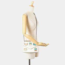 Prada White Saffiano Leather Monochrome Robot Patches Envelope Chain Flap Bag