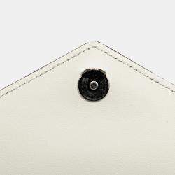 Prada White Saffiano Leather Monochrome Robot Patches Envelope Chain Flap Bag