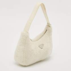 Prada White Shearling Fur Re-Edition 2000 Bag
