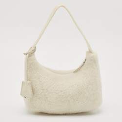 Prada White Shearling Fur Re-Edition 2000 Bag