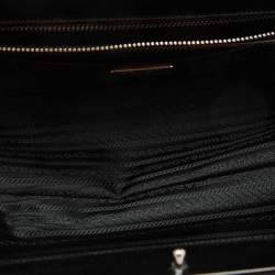 Prada Black Patent Leather Floral Applique Frame Doctor Top Handle Bag