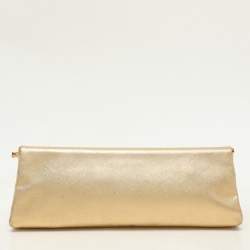 Pre Owned Prada Gold Saffiano Lux Leather East-West Frame Clutch