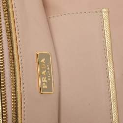 Pre Owned Prada Gold Saffiano Lux Leather East-West Frame Clutch