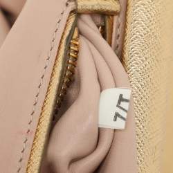 Pre Owned Prada Gold Saffiano Lux Leather East-West Frame Clutch