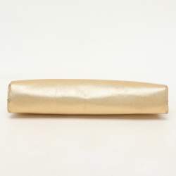 Pre Owned Prada Gold Saffiano Lux Leather East-West Frame Clutch