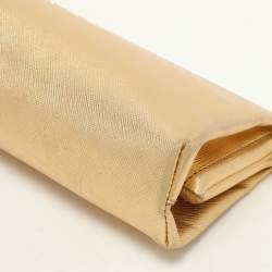 Pre Owned Prada Gold Saffiano Lux Leather East-West Frame Clutch