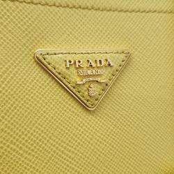 Prada Yellow Leather Saffiano Pannier Tote and Shoulder Bag