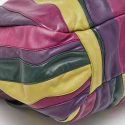 Prada Multicolor Leather Stripe Shopper Tote
