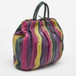 Prada Multicolor Leather Stripe Shopper Tote