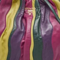 Prada Multicolor Leather Stripe Shopper Tote