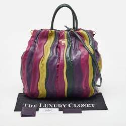 Prada Multicolor Leather Stripe Shopper Tote
