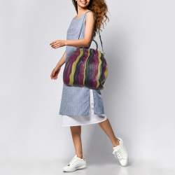 Prada Multicolor Leather Stripe Shopper Tote