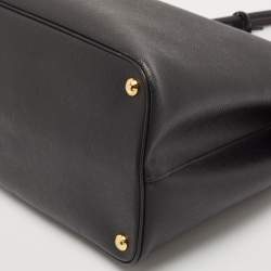 مملوكة مسبقًا Prada Black Saffiano Cuir Leather Medium Double Handle Tote