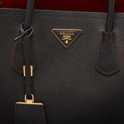 مملوكة مسبقًا Prada Black Saffiano Cuir Leather Medium Double Handle Tote
