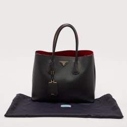 مملوكة مسبقًا Prada Black Saffiano Cuir Leather Medium Double Handle Tote