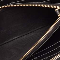 Prada Black Saffiano Lux Leather Bow Zip Around Wallet