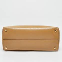 Prada Tan Saffiano Vernice Leather Parabole Tote