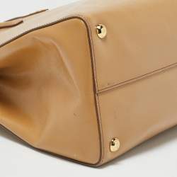 Prada Tan Saffiano Vernice Leather Parabole Tote