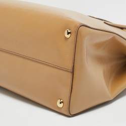Prada Tan Saffiano Vernice Leather Parabole Tote