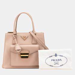 Prada Pink Saffiano Lux Front Pocket Galleria Double Zip Satchel Bag