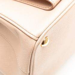 Prada Pink Saffiano Lux Front Pocket Galleria Double Zip Satchel Bag